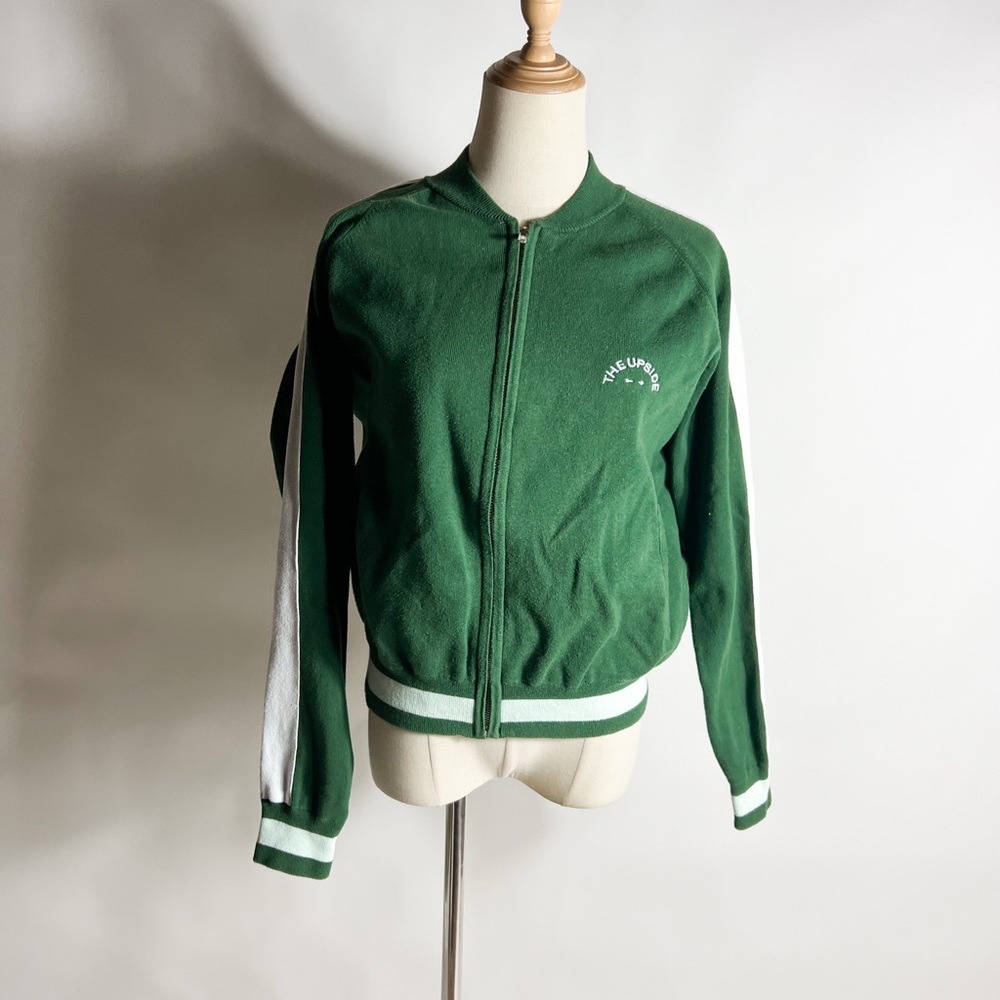 THE UPSIDE Green Bomber Sweatshirt Zip Up Small